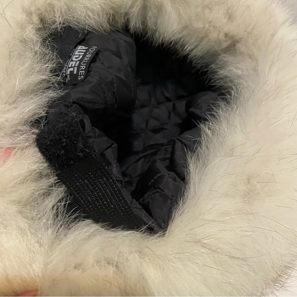 Fourrures Audet Hat One Size Adult Adjustable Fur Trim Suede Leather Black